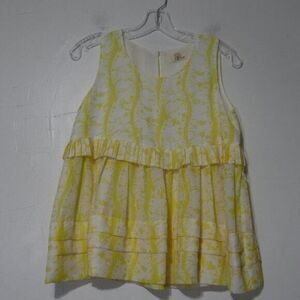 The Korner Shirt Ladies Extra‎ Small Yellow Tiered Ruffle Sleeveless